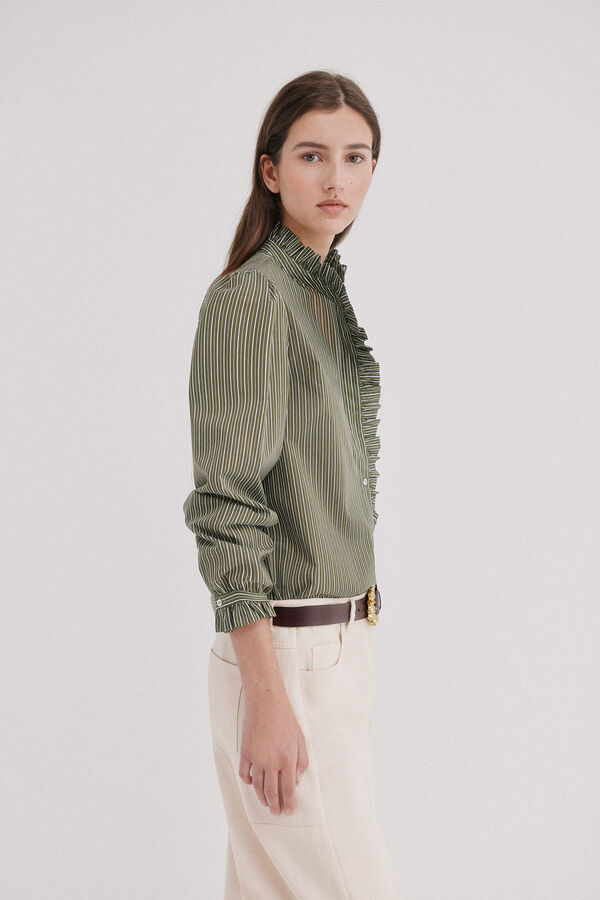 Hoss Intropia Cristela. Camisa de riscas Khaki