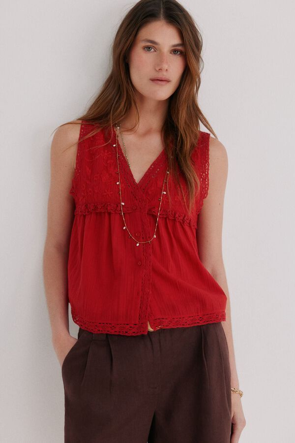 Hoss Intropia Cora. Blusa rom&aacute;ntica rojo