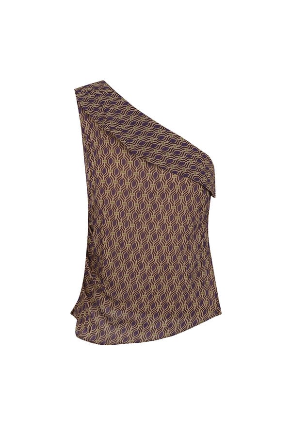 Hoss Intropia Calithea. Top asim&eacute;trico Estampado morado