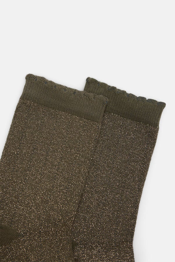 Hoss Intropia Leona. Calcetines algod&oacute;n de glitter Kaki