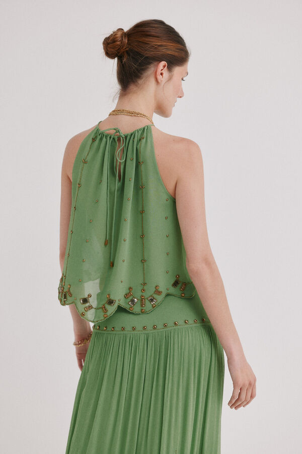 Hoss Intropia Clarisa. Blusa abalorios Verde