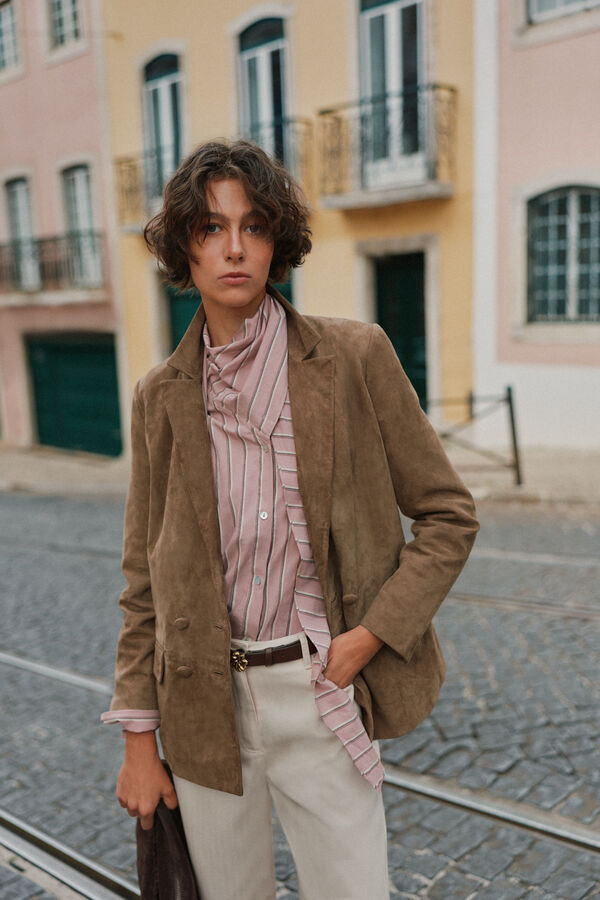 Hoss Intropia Fiore. Casaco de pele Khaki