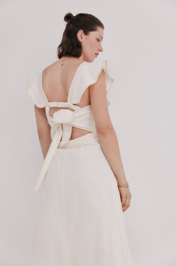 Hoss Intropia Amaya. Vestido midi algod&oacute;n Marfil