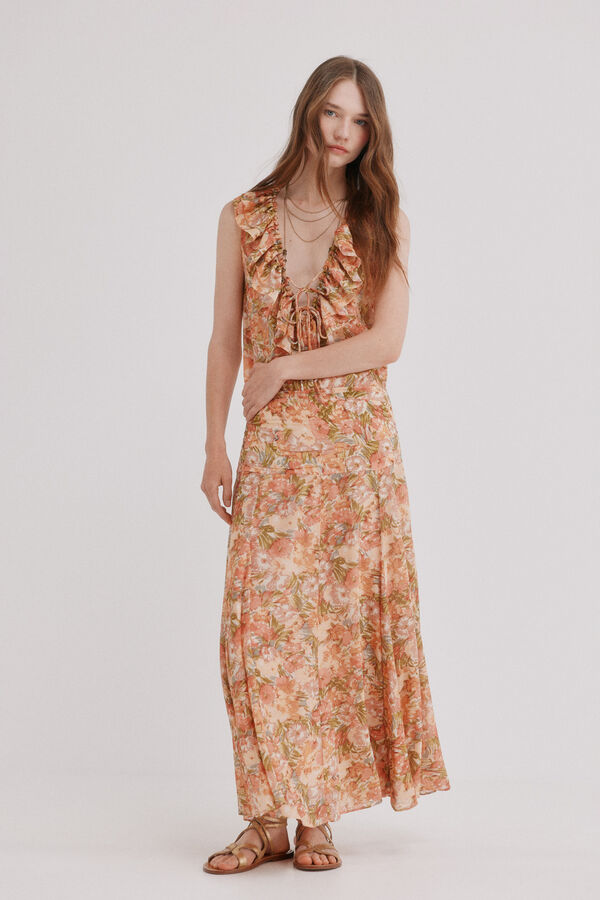 Hoss Intropia Runa. Falda flu&iacute;da Estampado Naranja