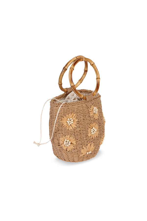 Hoss Intropia Norma. Bolso de rafia bordado Beige