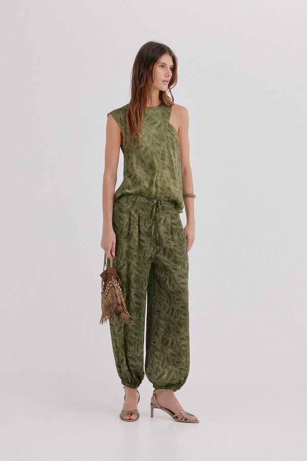 Hoss Intropia Perenna. Pantal&oacute;n fluido Estampado Verde