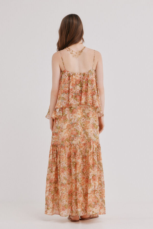 Hoss Intropia Africa. Vestido rom&aacute;ntico Estampado Naranja