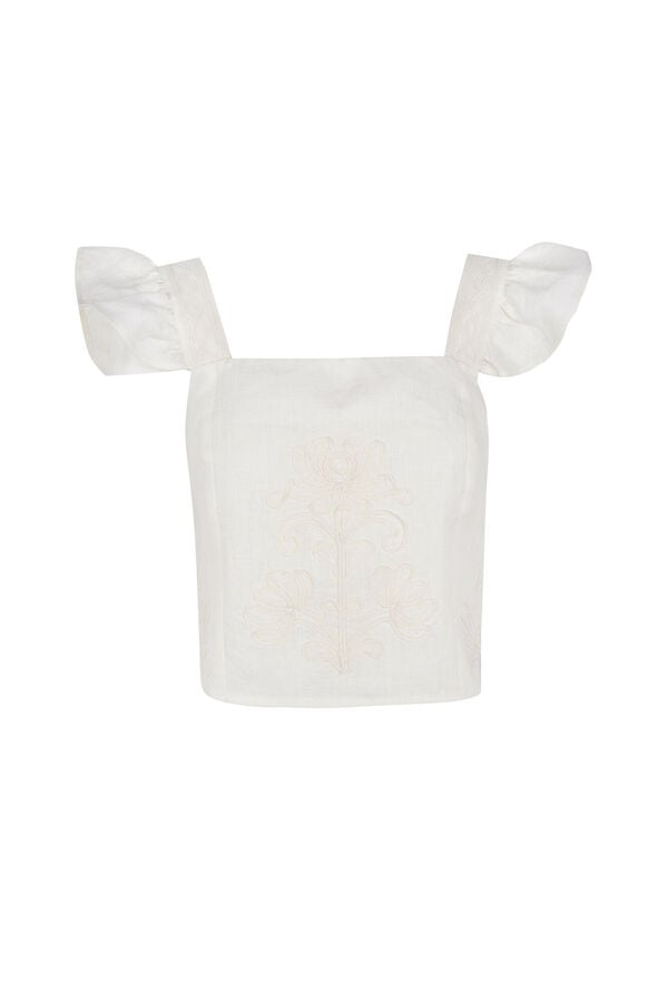 Hoss Intropia Caela. Top bordados Marfil