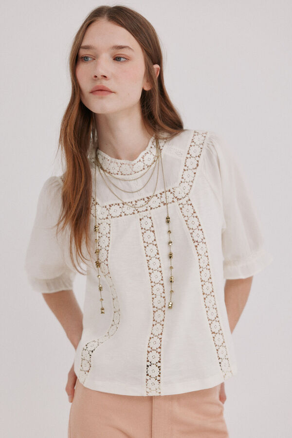 Hoss Intropia Martina. Camiseta rom&aacute;ntica Blanco