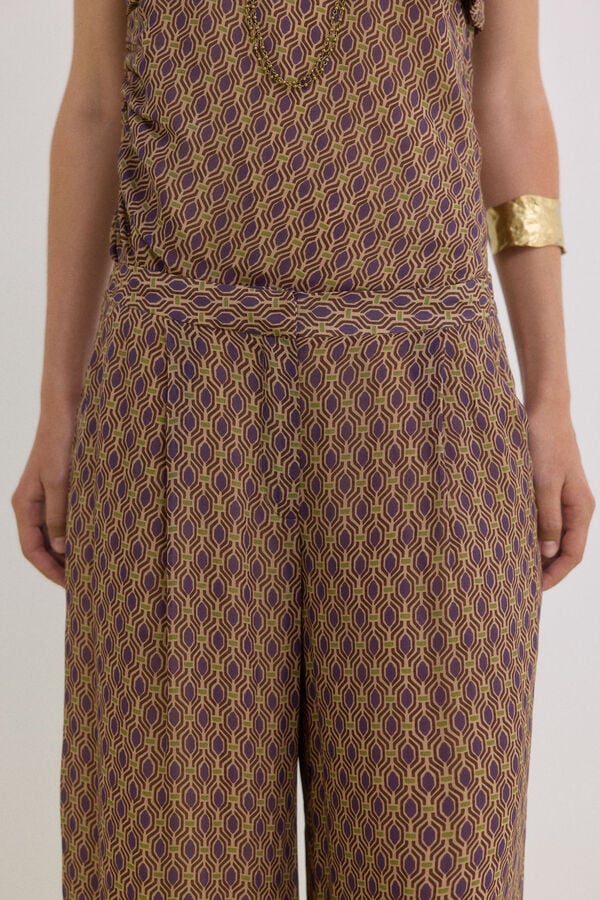 Hoss Intropia Primrose. Pantal&oacute;n pinzas Estampado morado