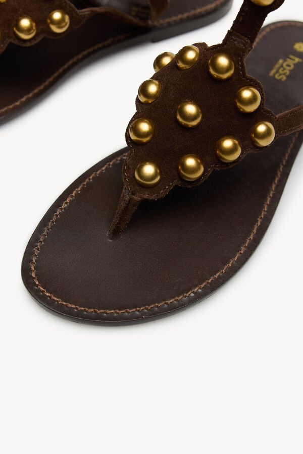 Hoss Intropia Maisa. Sandalias piel piezas met&aacute;licas Marron