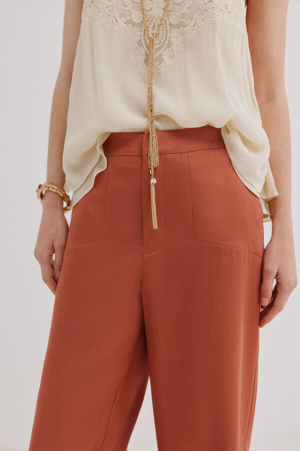 Hoss Intropia Pen&eacute;lope. Pantal&oacute;n tejido satinado Naranja