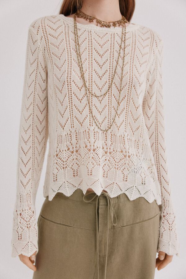 Hoss Intropia Ivy. Jersey calado Blanco