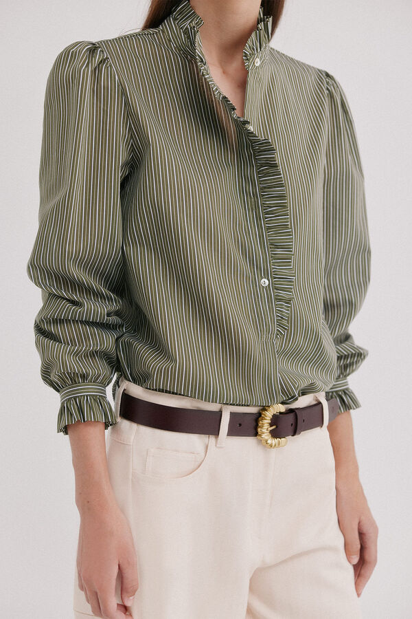 Hoss Intropia Cristela. Camisa de riscas Khaki