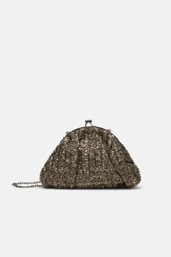Hoss Intropia Nuria. Clutch bordado Gris