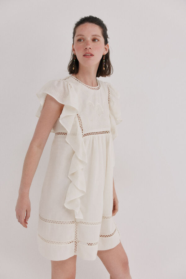 Hoss Intropia Aroa. Vestido bordado Marfil