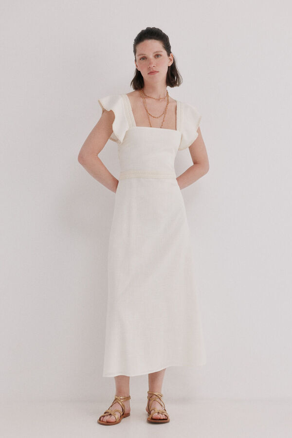 Hoss Intropia Amaya. Vestido midi algod&oacute;n Marfil