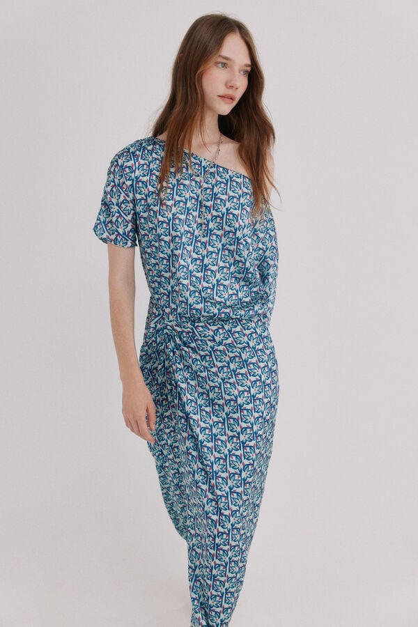 Hoss Intropia Aria. Vestido flu&iacute;do Estampado azul