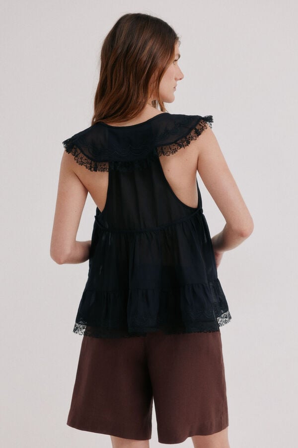 Hoss Intropia Celeste. Blusa fluida Negro