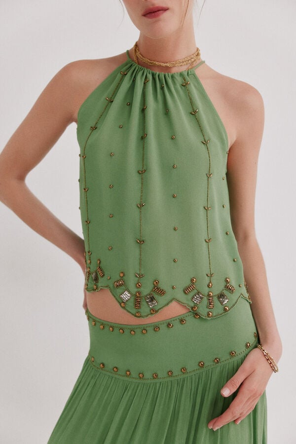 Hoss Intropia Clarisa. Blusa abalorios Verde