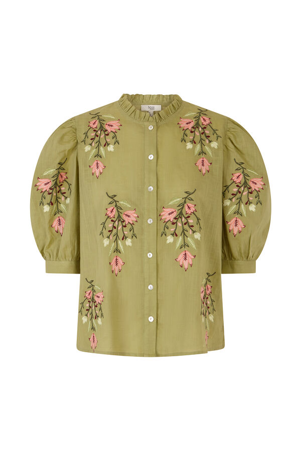 Hoss Intropia Capri. Blusa bordado floral Kaki