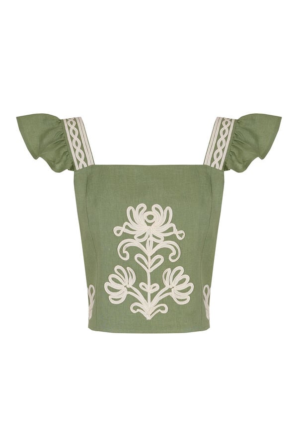 Hoss Intropia Caela. Top bordados Verde